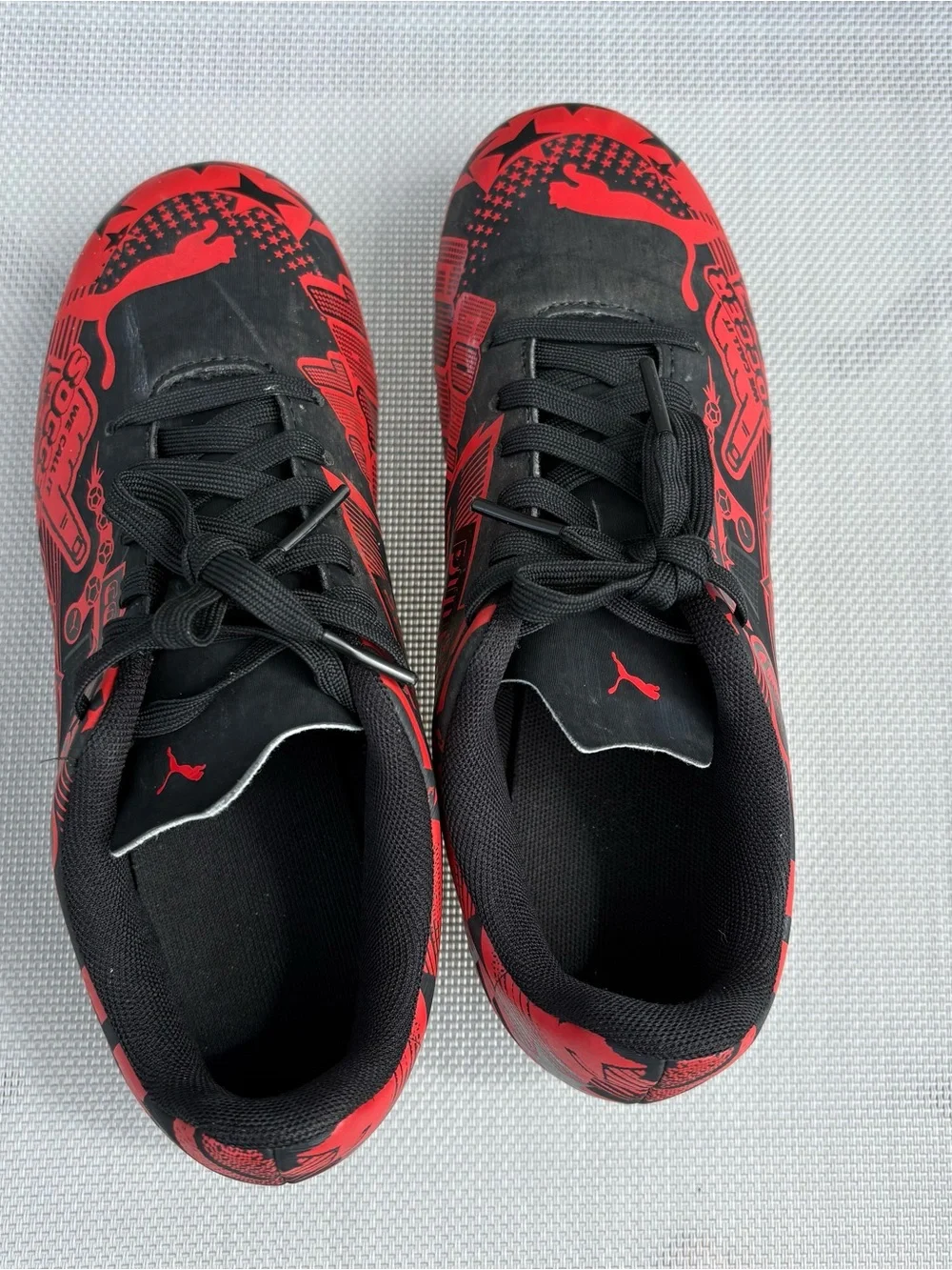 Kids Black and Red Soccer Cleats - Youth Athletic Shoes